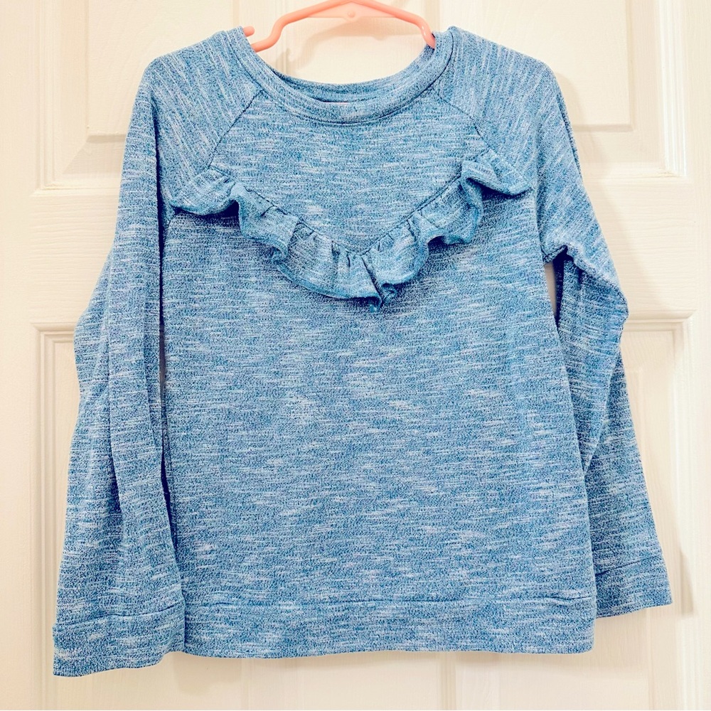 Carter’s Girls 5T Blue Ruffle Pullover Sweater Preppy Cozy Winter Holiday - EUC